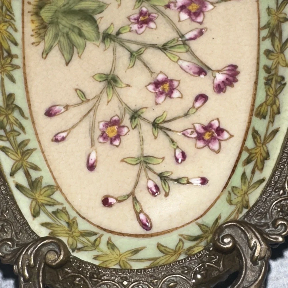 VINTAGE HUA PING TANG ZHI SOAP DISH TRINKET FLORAL Pink Flower PORCELAIN